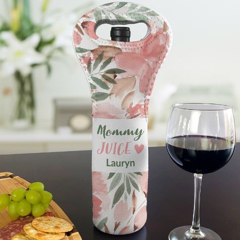 Personalized Insulated Wine Gift Bags - Floral Juice