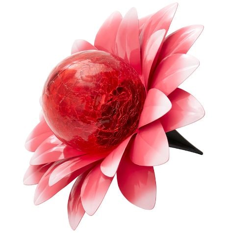Solar Gazing Ball Blooming Flowers - Pink
