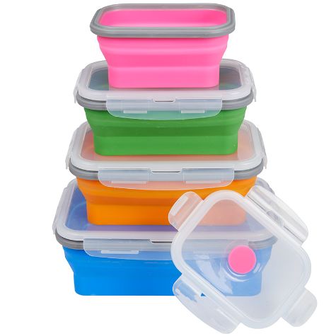 Collapsible Locking Lid Food Storage System - Rectangle