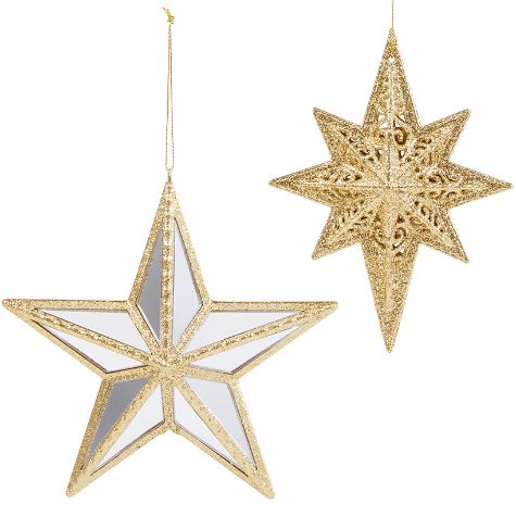 Set of 2 Gold Star Ornaments
