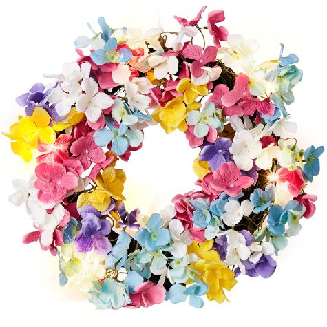 Lighted Flower Wreaths - Colorful Summer