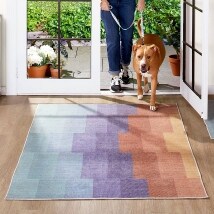 Colorful Geo Patterned Machine Washable Rugs