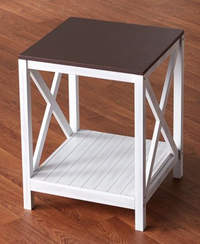 Two-Tone Farmhouse Living Room Collection - White End Table