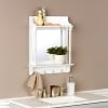 Farmhouse Wall Organizer Mirror with Hooks and 2 Shelves