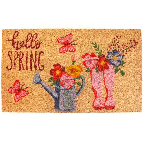 Floral Coir Doormats - Hello Spring