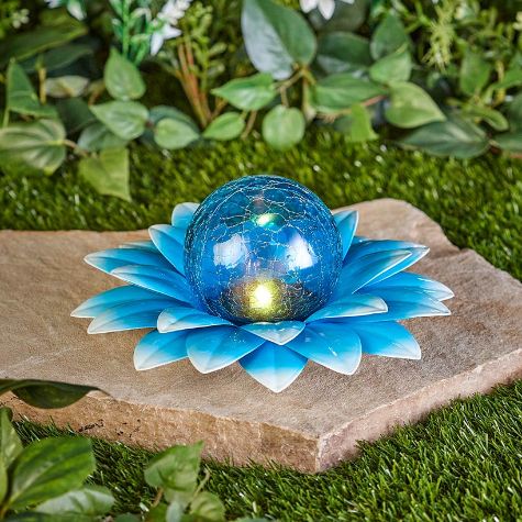 Solar Gazing Ball Flowers - Blue