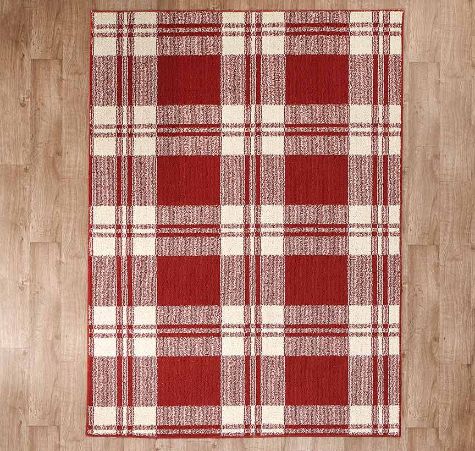 Plaid Decorative Rug Collection - Red Accent Rug