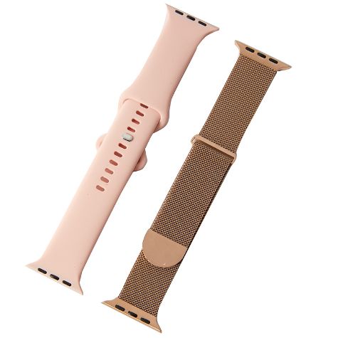 Comfortable Sets of 2 Apple Watch Bands - Rose Gold Set