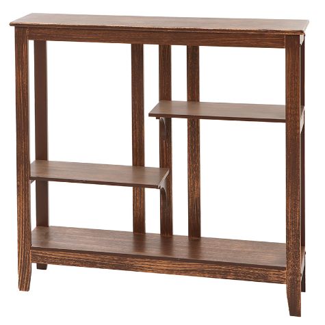Brushed Metallic Console Table with Display Shelves - Brown/Bronze