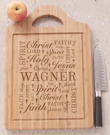 Personalized Religious Word Art Cutting Board