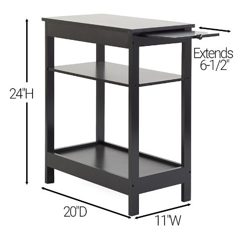 Side Table with Extension Shelf