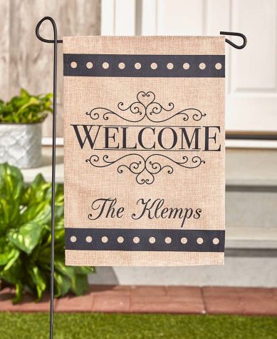 Personalized Double-Sided Garden Flags - Burlap Welcome