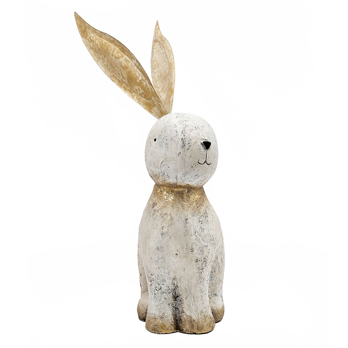 13.8x6.1x20.9" White Magnesium Rabbit Figurine with Gold Iron Ears - image 4
