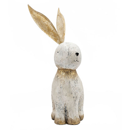 13.8x6.1x20.9" White Magnesium Rabbit Figurine with Gold Iron Ears - image 4