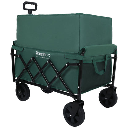 Expandable Dual-Layer Utility Wagon with 100% Extra Space - Grocery Cart for Camping, Shopping, Sports, Gardening, Fishing, Supports 225lbs, Green - image 9