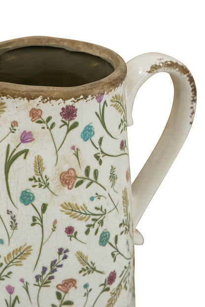 8.1x5.7x9.1" Round Ceramic Pitcher Vase with Multi-Colored Floral Motifs - image 6
