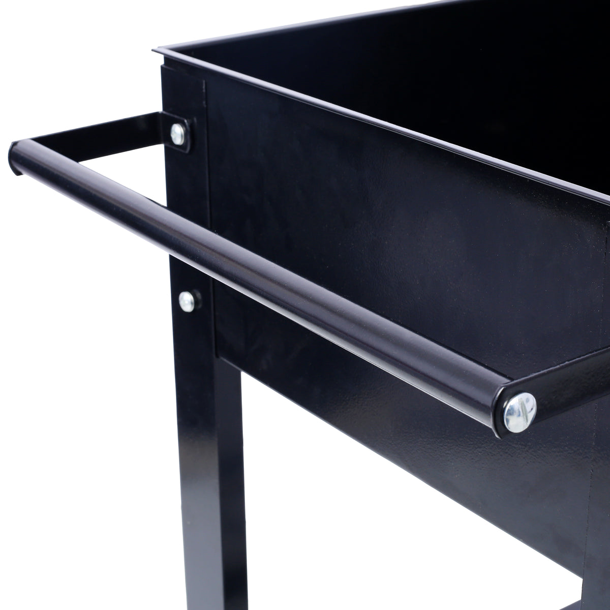 Products Elevated Mobile Raised Ergonomic Metal Planter Garden Bed for Backyard, Patio w/Wheels, Lower Shelf, black - image 8
