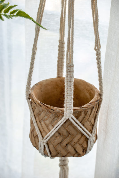 Set of 2, 5x5x4.5" Hanging Planter With Cotton Hanger, Bohemian Style - image 13