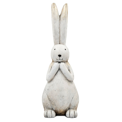 9.5x9.5x27.5" Textured White Magnesium Bunny Rabbit with Subtle Gold Details - image 2