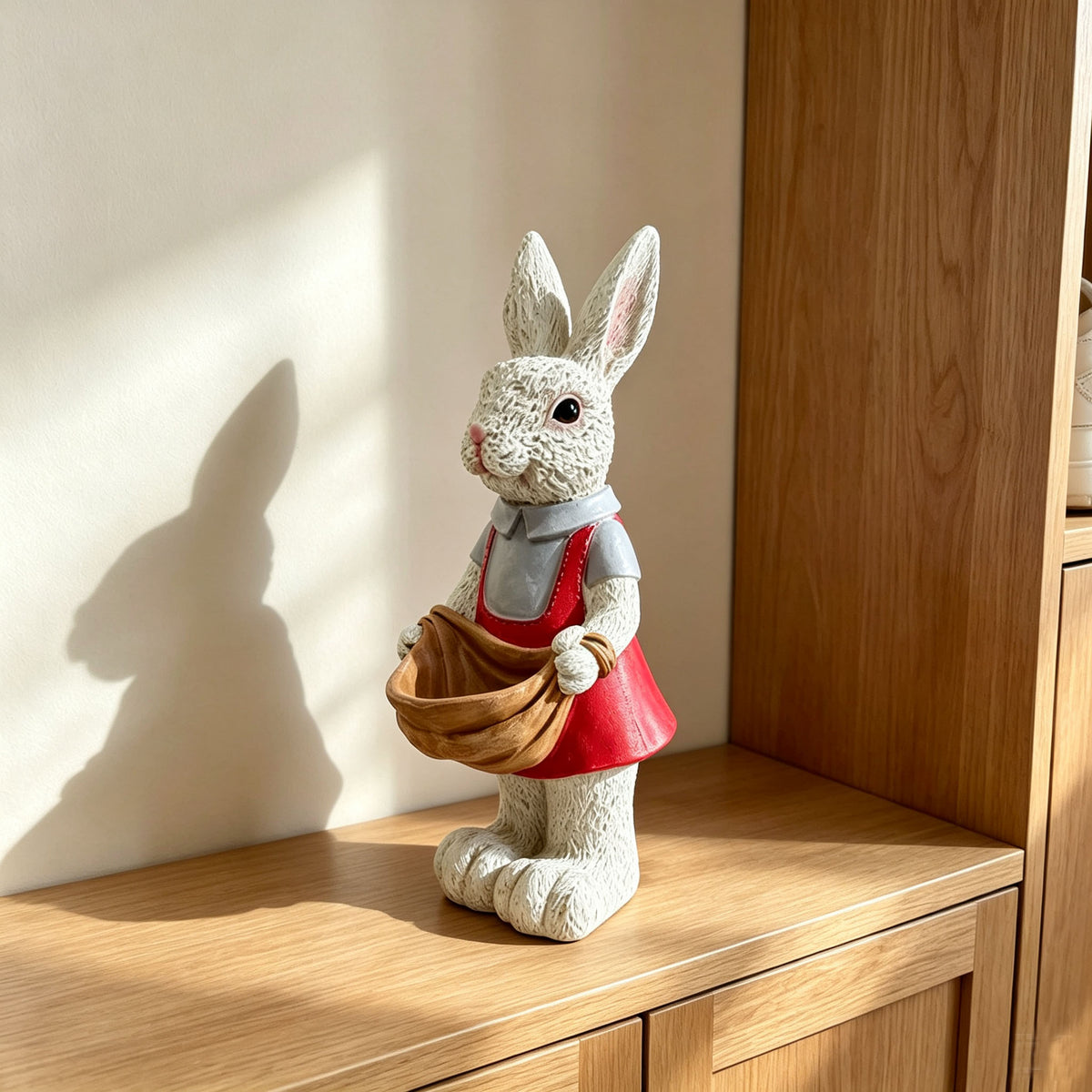 Simulated Pink Rabbit Statue Flower Pot Ornament, 17 in Resin Crafts Garden Sculpture Decor, Household Guardian Figurine, Ideal Gift for Independence Day for Yard Home Outdoor Decor - image 5