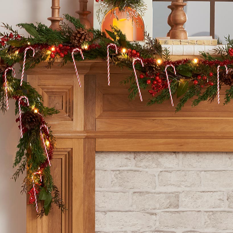 Christmas Candy Cane String Lights - 10 Count - Battery Operated