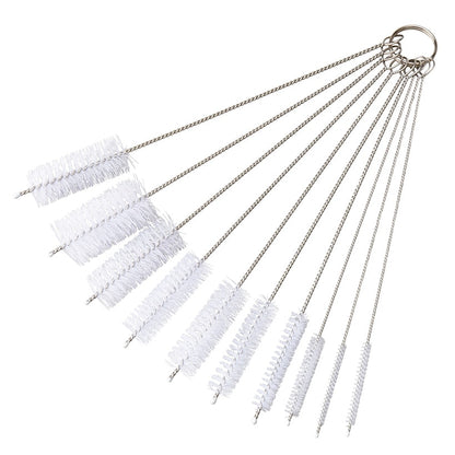 Straw Brush Nylon Pipe Tube Cleaner 8" Different Diameters Set of 10