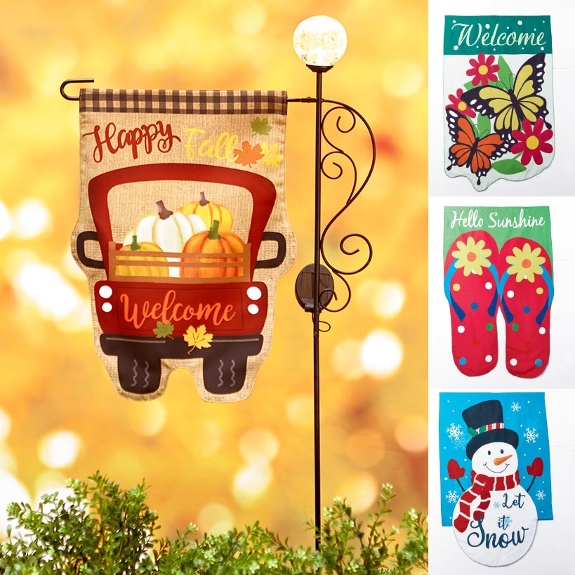 Solar Garden Flag Stake or Seasonal Flag