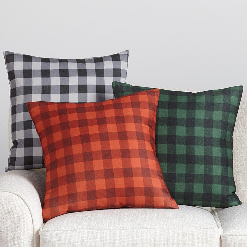 18" Tonal Plaid Accent Pillows