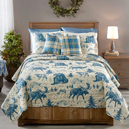 Lodge Toile Quilted Bedding Ensemble