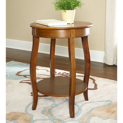 Round Side End Table with Shelf