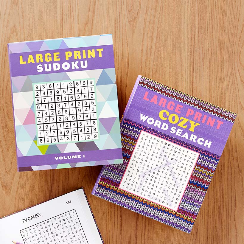 Large Print Word Search or Sudoku Puzzle Books