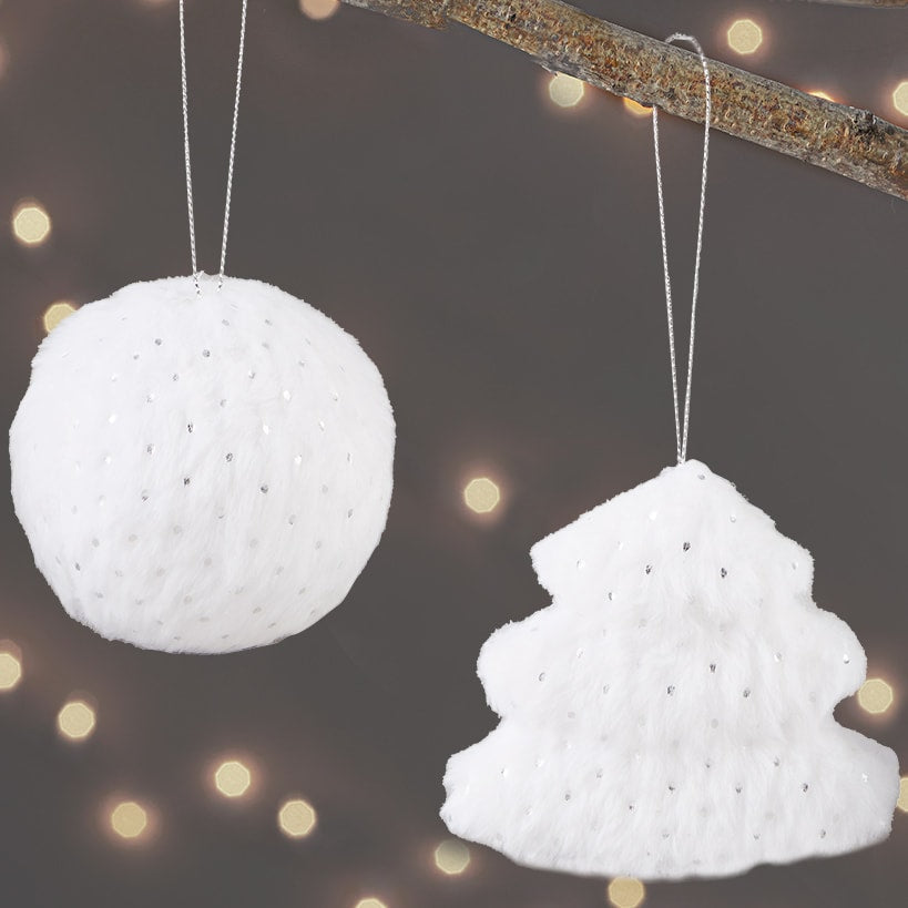 Set of 2 Faux Fur Ornaments