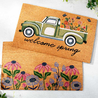 Spring Truck or Floral Coir Doormat
