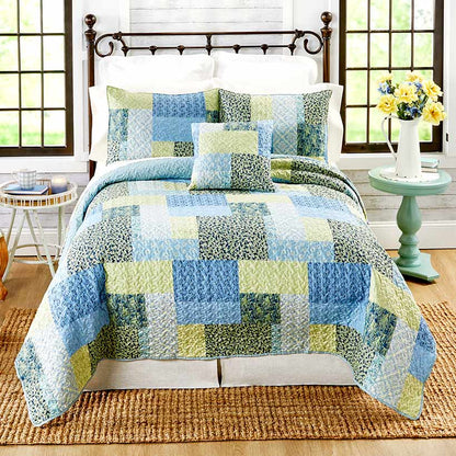 Blue Floral Patch Accent Pillow