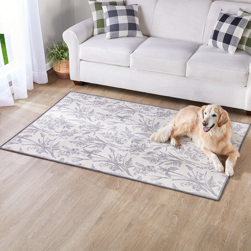 Natural Floral Machine Washable Runner