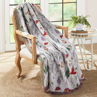 Spring Mushroom Tapestry Throw