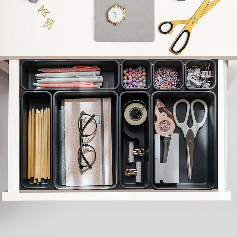 Interlocking Desk Drawer Organizer Tray Dividers 8 Piece