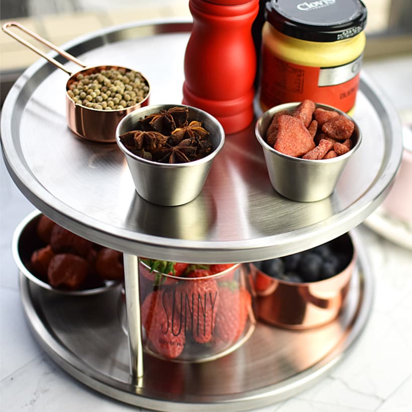 Lazy Susan Turntable Organizer 2-Tier Rotating Rack