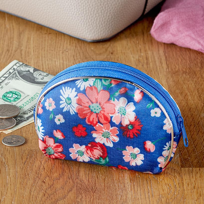 Zippered Coin Purse Small Floral