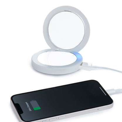 Compact Cosmetic Case with LED Mirror and USB Charging Port