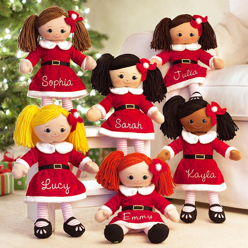 Personalized Santa Dress Christmas Rag Dolls