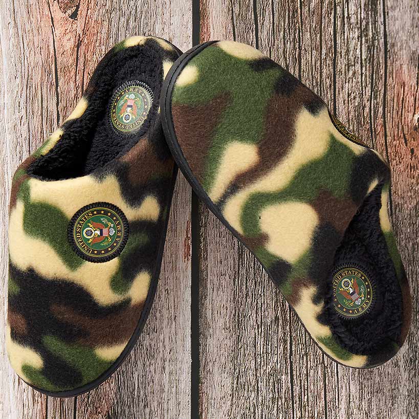 Men's Plush US Army Camo Slippers