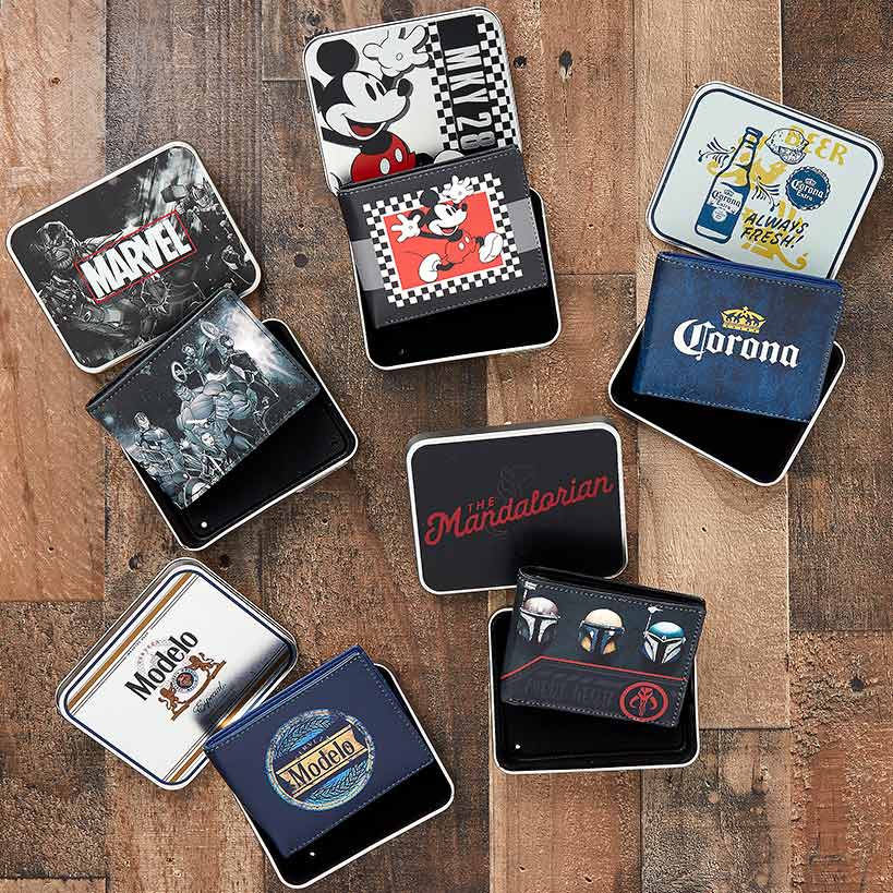 Men's Wallet in Gift Tin - Corona, Mickey Mouse, Modelo, or The Mandalorian