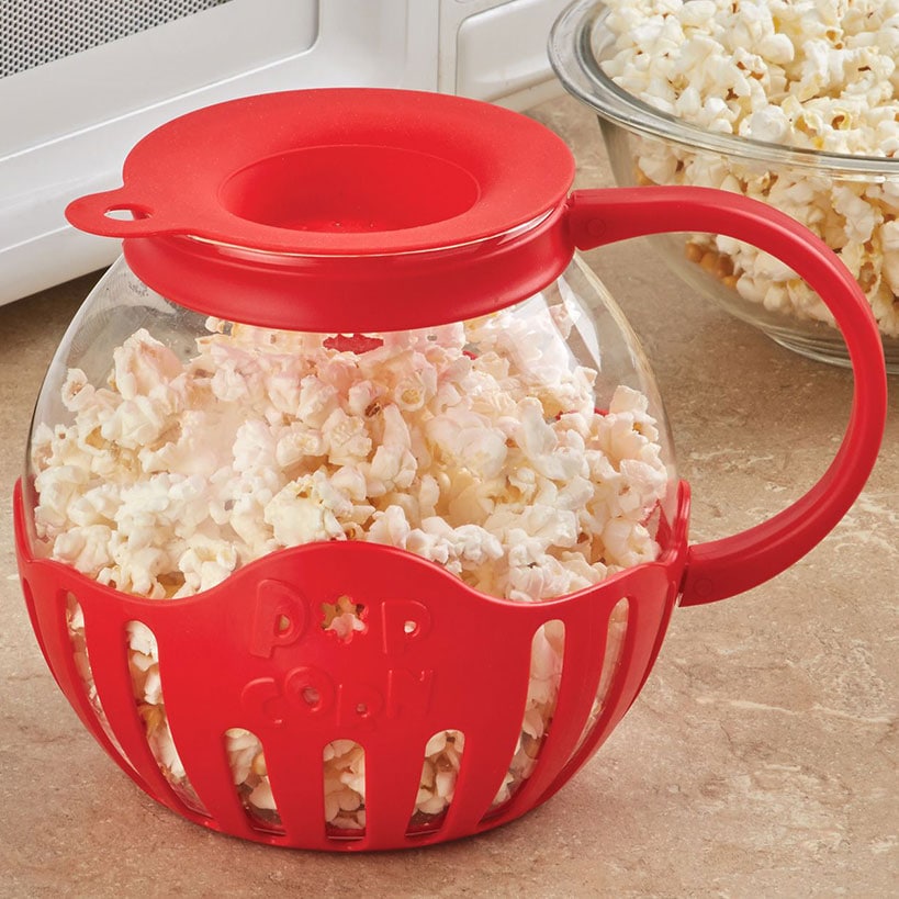 Glass Microwave Popcorn Popper with Silicone Lid