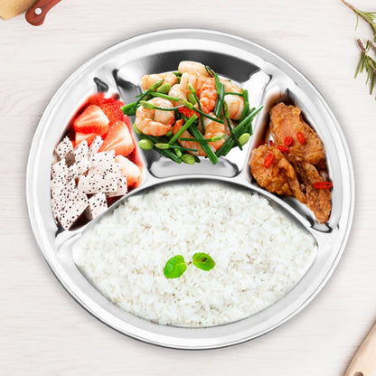 Sectioned Dinner Plate for Adults 11" Round Stainless Steel