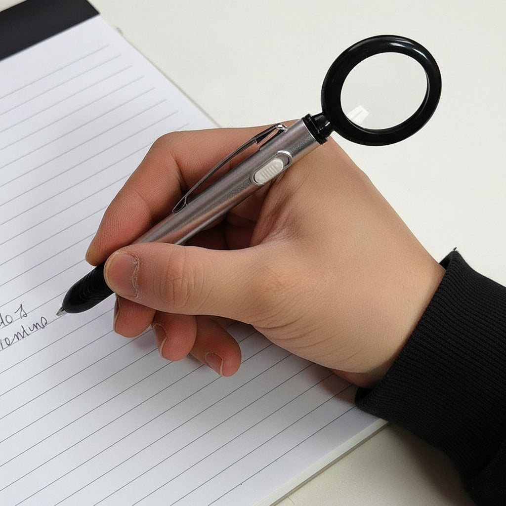 Portable Pen with Magnifier and LED Light 3 in 1