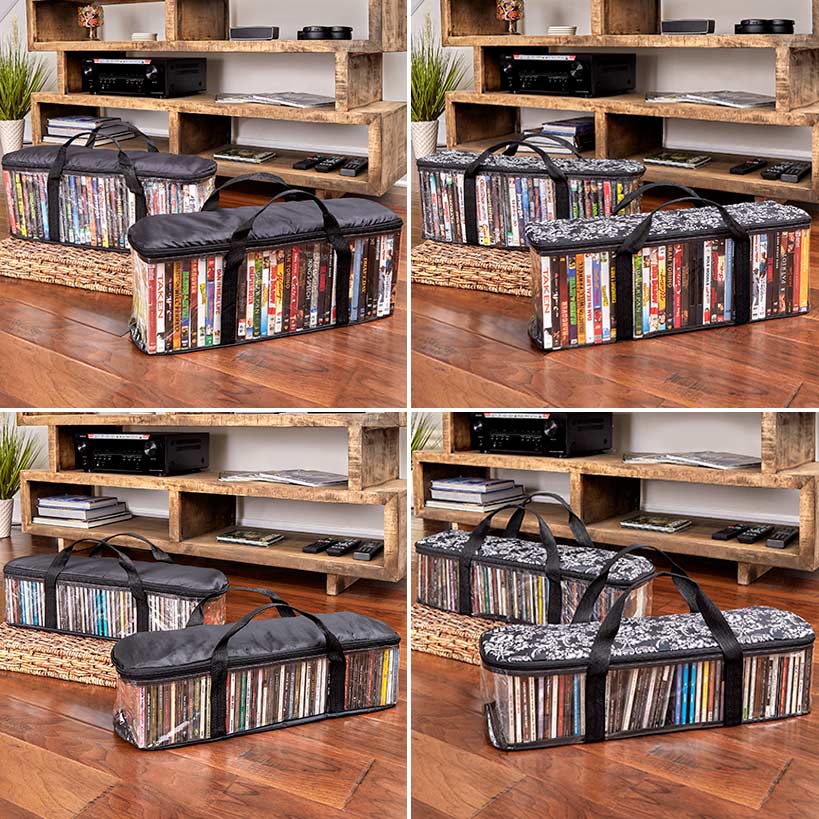 Media Storage Bag Organizer with Handles for DVDs or CDs Set of 2