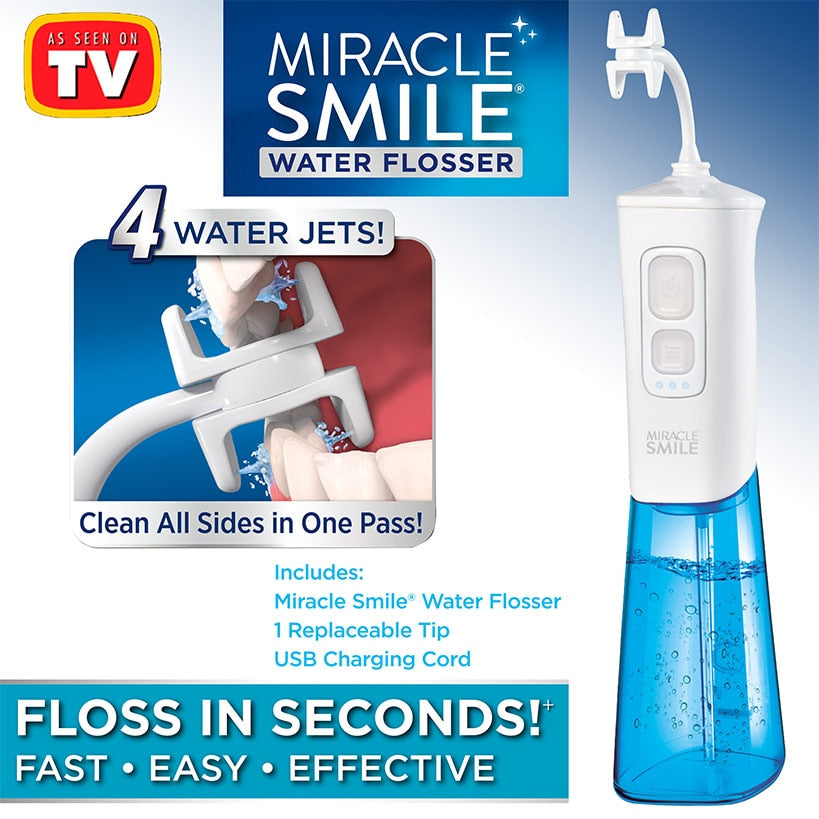 Miracle Smile® Portable Rechargeable Water Flosser With 4 Water Jets