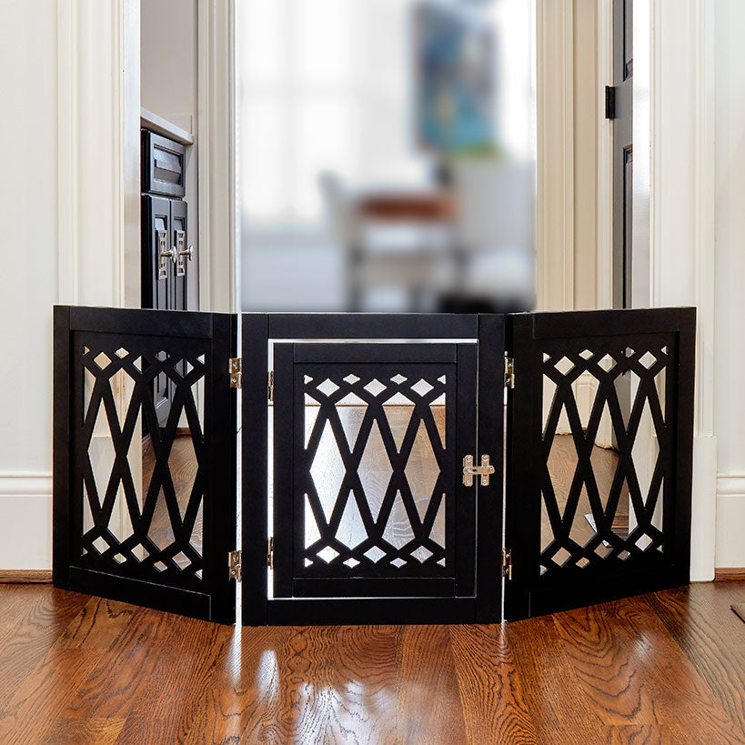 Diamond-Cut Design Pet Gate with Door