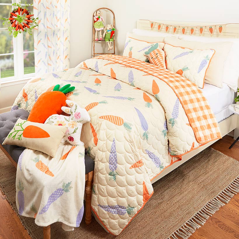 Spring Carrots Full/Queen or King Quilt, Sham or Decorative Pillow